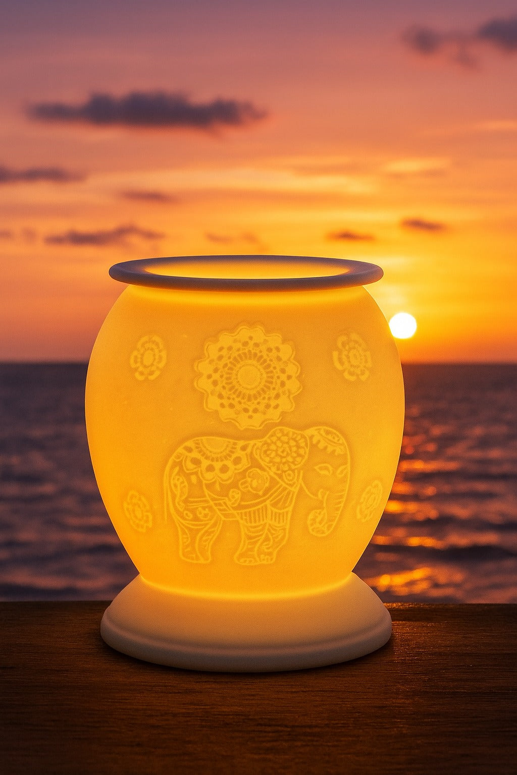 Elephant White Ceramic Electric Oil Burner and Wax Warme