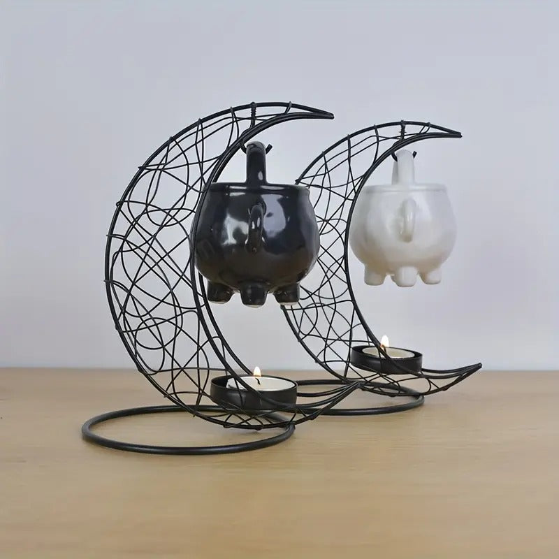 Moon Hanging Large Pot Candle Holder Set, Ceramic Hanging Aromatherapy Burner