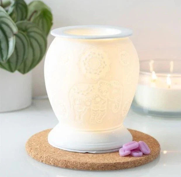 Elephant White Ceramic Electric Oil Burner and Wax Warme