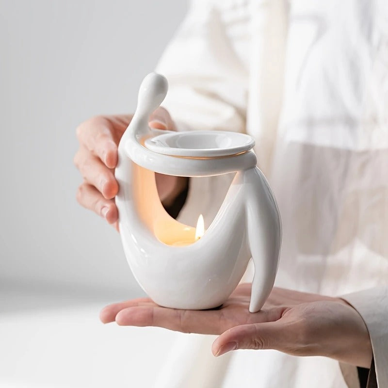 1 Elegant White Ceramic Essential Sizzler burner with Human Figure Design