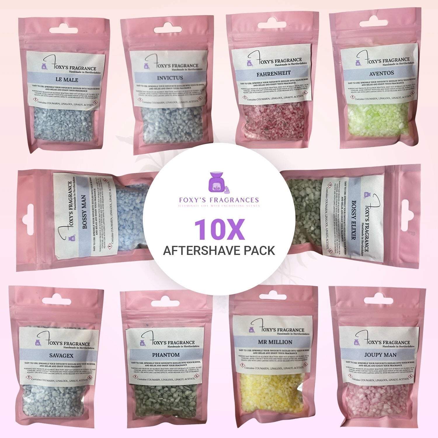 10 X Men’s Aftershave Packs Of Scented Sizzlers! High Fragrance And Low Heat.