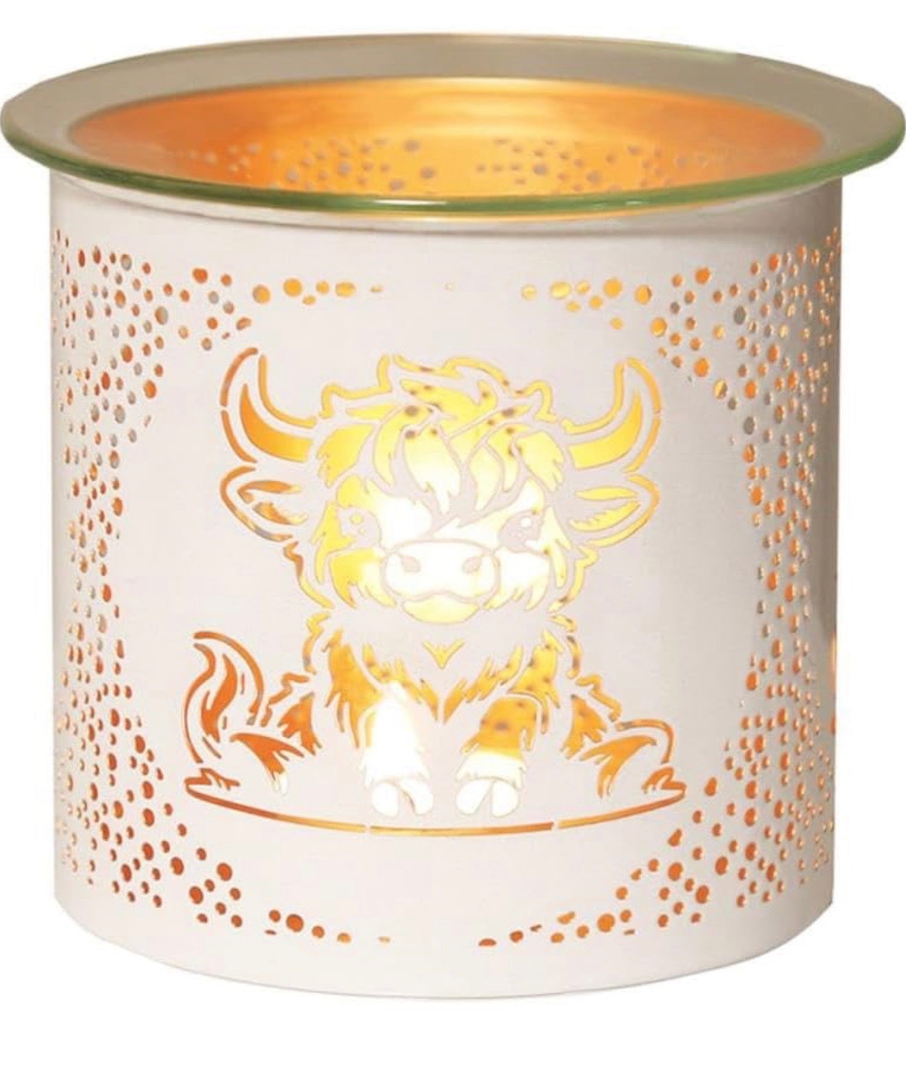 White Highland Cow Silhouette Tea-light Burner + 2 bags of sizzlers