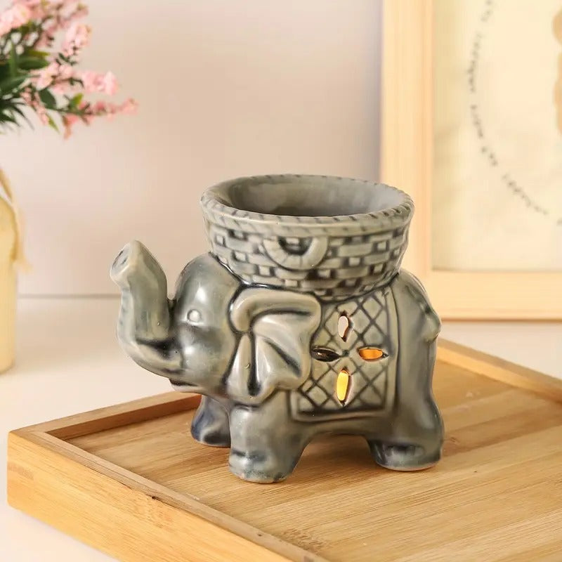 Elegant Elephant Ceramic Incense Burner