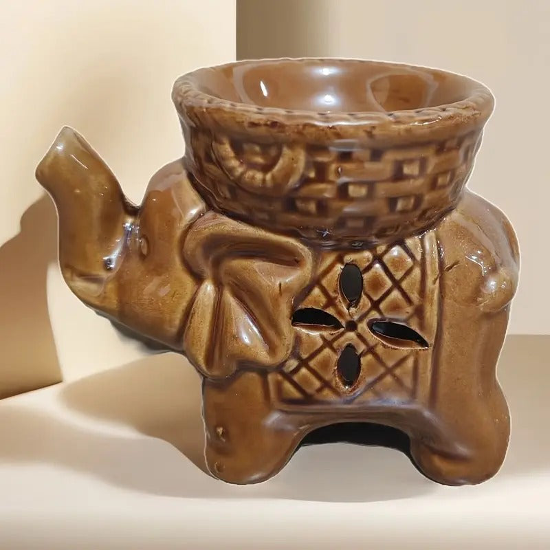 Elegant Elephant Ceramic Incense Burner