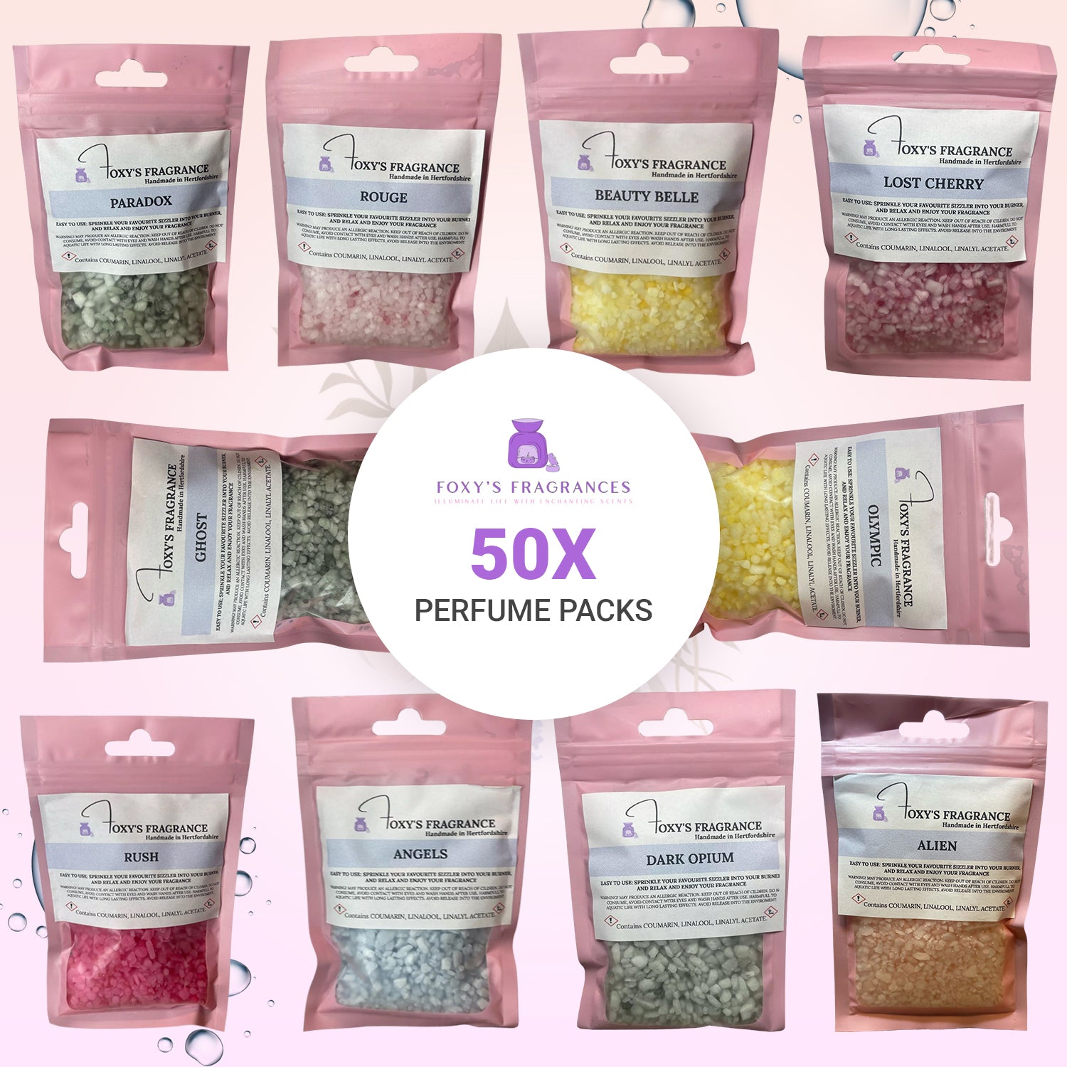 50 X Women’s Perfume Packs Of Scented Sizzlers! High Fragrance And Low Heat.