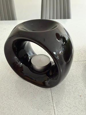 Modern Black Ceramic Tealight Burner – Sleek, Stylish & Perfect for Any Home