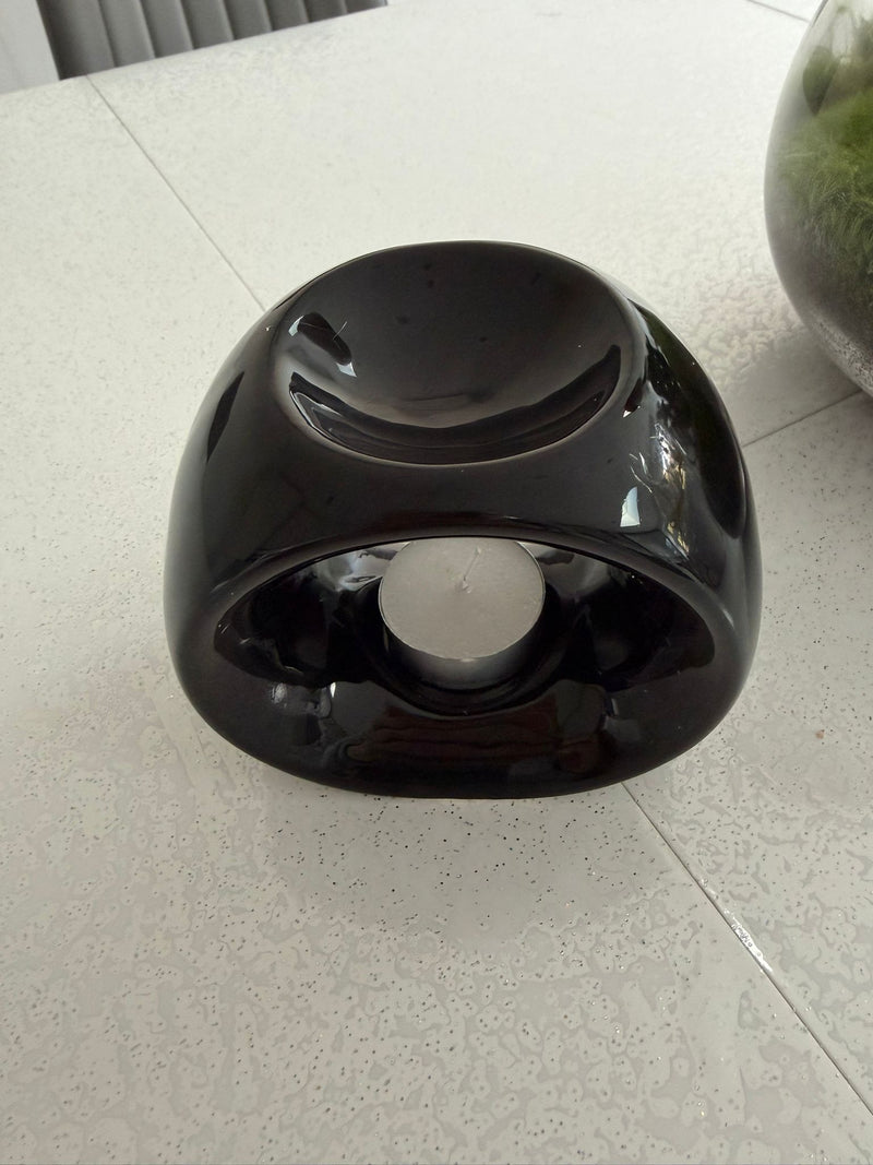 Modern Black Ceramic Tealight Burner – Sleek, Stylish & Perfect for Any Home