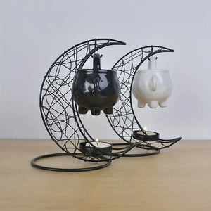 Moon Hanging Large Pot Candle Holder Set, Ceramic Hanging Aromatherapy Burner