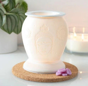 White Ceramic Buddha Electric Oil Burner and Wax Warmer