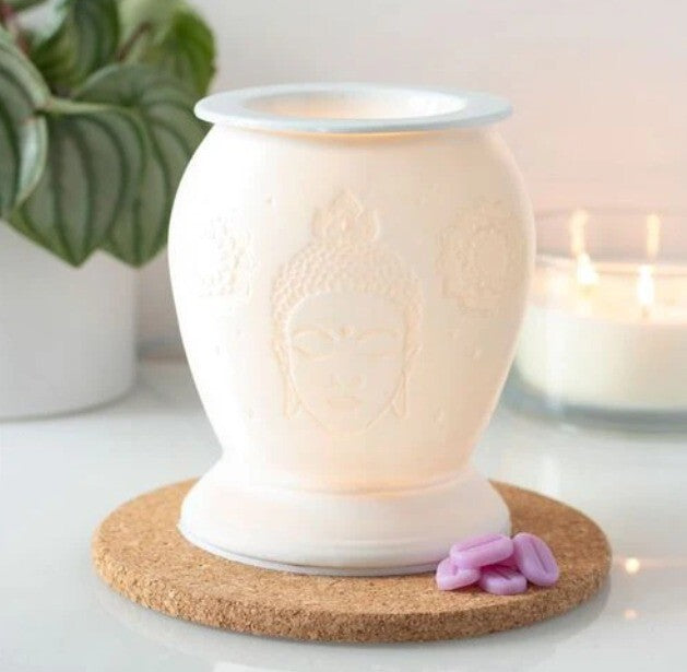 White Ceramic Buddha Electric Oil Burner and Wax Warmer