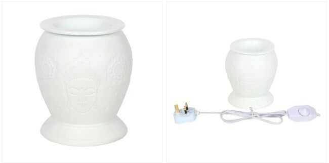 White Ceramic Buddha Electric Oil Burner and Wax Warmer