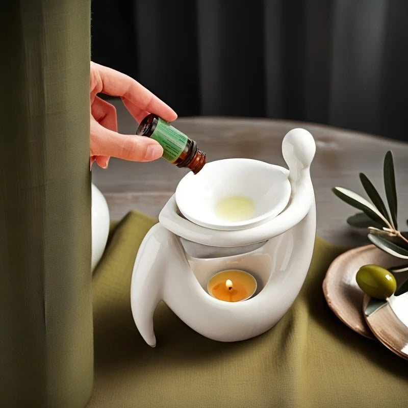 1 Elegant White Ceramic Essential Sizzler burner with Human Figure Design